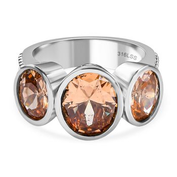 Champagner Zirkonia Ring, Edelstahl (Gr&ouml;&szlig;e 18.00) ca. 8.32 ct