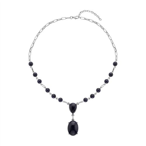 Blaue Sandstein Halskette, ca. 45 cm, silberfarben ca. 70.00 ct image number 0