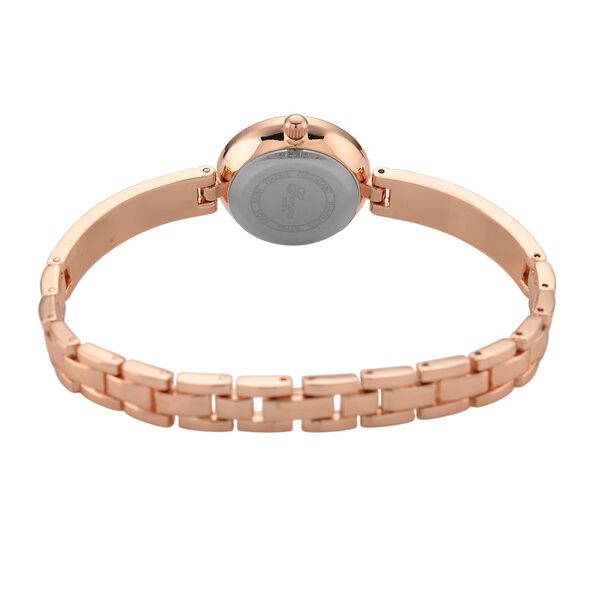 GENOA Time V2, Wei&szlig; diamantfarbene Zirkonia, Kristalluhr, japanisches Uhrwerk, 316L Edelstahl, Rosa image number 7