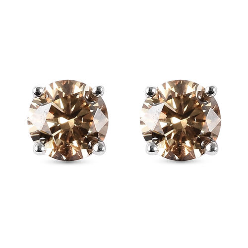 Champagner Moissanit Ohrstecker 925 Silber rhodiniert ca. 0,87 ct image number 0