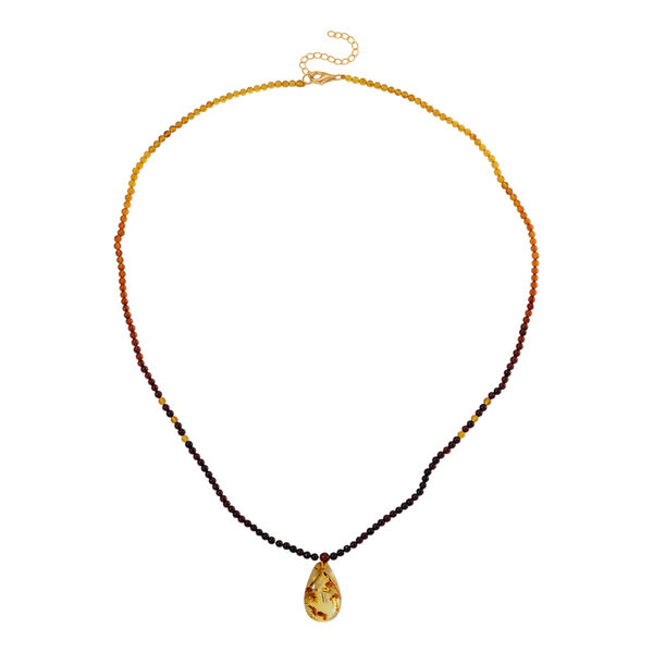 Bernstein Halskette ca. 55 cm + 5 cm Extender, 925 Silber Vergoldet (10-15 Werktage Lieferzeit) image number 2