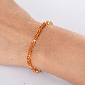 D'Joy AA Salamanca Feueropal, Moissanit Armband ca. 19 cm 925 Silber 750 Gelbgold Vermeil ca. 5.28 ct