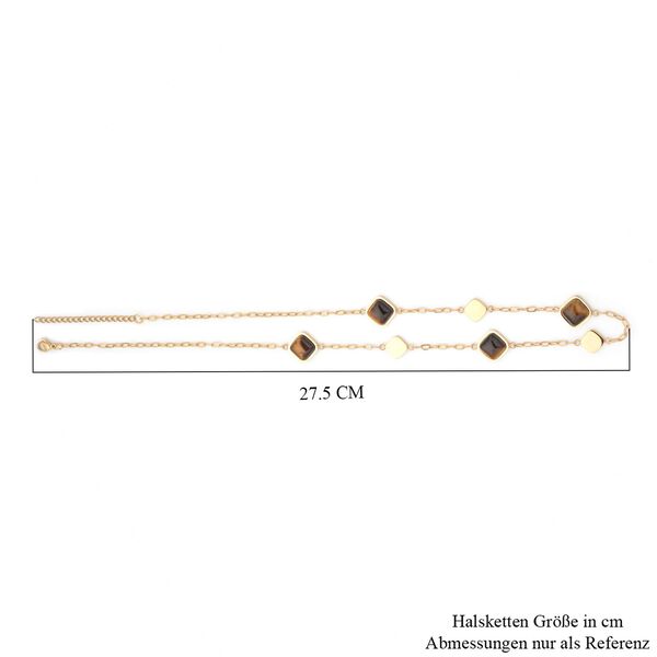 Gelbe Tigerauge Halskette, ca. 50 cm, Edelstahl goldfarben ca. 32.00 ct image number 4