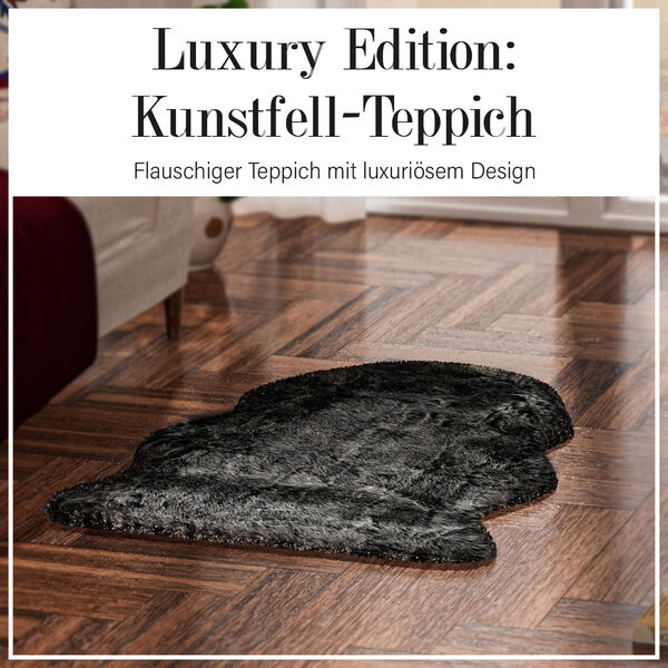 Luxury Edition: Wolkenweicher Kunstfell-Teppich, Schwarz image number 8