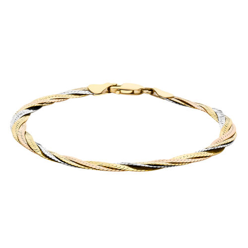 ILIANA - Italienisches Tricolor Fischgrät-Armband in 750 Gelbgold, Roségold, Weißgold, 6,50g image number 0