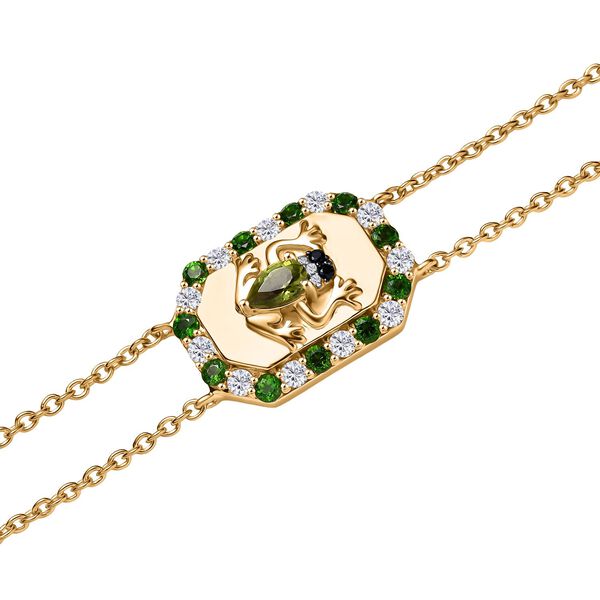 Giuseppe Perez AA Peridot, Wei&szlig;er Zirkon Armband ca. 19 cm 925 Silber 750 Gelbgold Vermeil ca. 1.35 ct image number 5