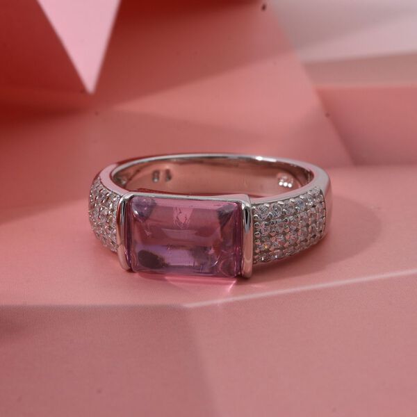 LUSTRO STELLA - Rosa Zirkonia, Wei&szlig;er Zirkonia Ring 925 Silber rhodiniert (Gr&ouml;&szlig;e 17.00) image number 1