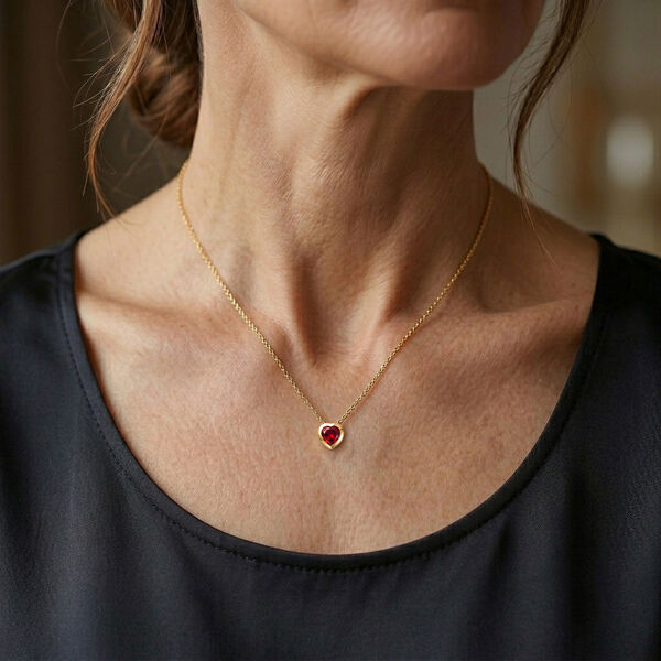 D'Joy Lab Grown Padparadscha-Saphir Anh&auml;nger mit Kette, ca. 50 cm 925 Silber 750 Gelbgold vermeil und Edelstahl 750 Gelbgold vermeil ca. 1.19 ct image number 1