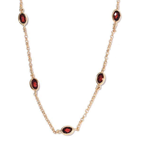 Rote Granat-Halskette, ca. 45 cm, 925 Silber vergoldet, ca. 6,71 ct image number 4
