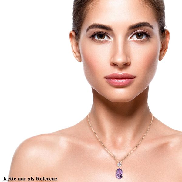 Rose De France Amethyst and floraler Zirkon-Anhänger mit Kette, 925 Silber rosévergoldet, 11,68 ct. image number 2