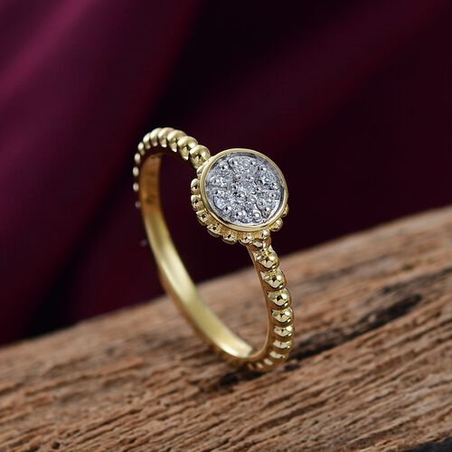 Lab Grown Diamant SI Ring 925 Silber 750 Gelbgold Vermeil (Größe 17.00) ca. 0,15 ct image number 1