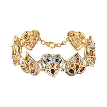 Giuseppe Perez AA Mehrfarbig-Turmalin Armband ca. 19 cm 925 Silber Zweifarbige Beschichtung ca. 10,15 ct.
