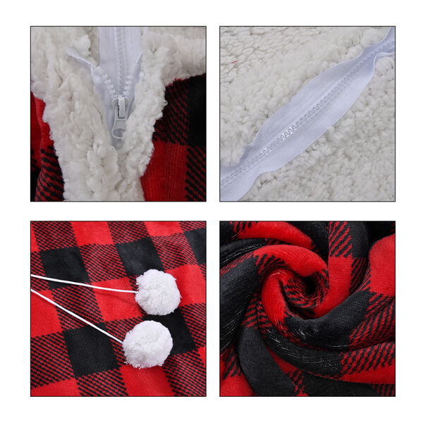 Hoodie-Decke mit Sherpa-Futter, Karomuster, Größe 150x200 cm, Schwarz und Rot image number 7