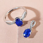 AA tansanischer, blauer Spinell und weißer Zirkon-Ring und Anhänger, 925 Silber platiniert ca. 2,17 ct image number 1