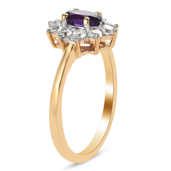 Afrikanischer Amethyst und Zirkon Ring 925 Silber vergoldet  ca. 0,91 ct image number 4