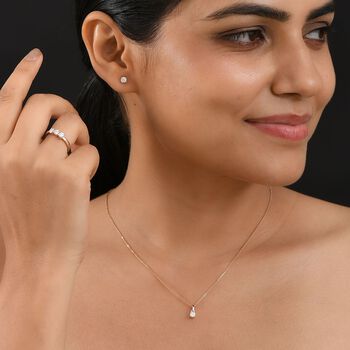 Moissanit Schmuckset, 925 Silber 750 Ros&eacute;gold Vermeil - 1,44 ct.