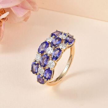 AAA Tansanit und Moissanit Ring - 3,25 ct.