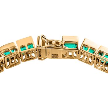 Smaragd-Quarz Triplette Armband ca. 18 cm 925 Silber Gelbgold Vermeil ca. 34,42 ct.