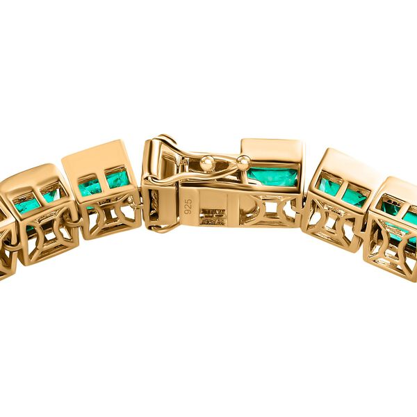 Smaragd-Quarz Triplette Armband ca. 18 cm 925 Silber Gelbgold Vermeil ca. 34,42 ct. image number 4