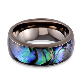 Abalone Muschel Ring Reiner Edelstahl, Schwarz-Plattierung (Gr&ouml;&szlig;e 17.00)