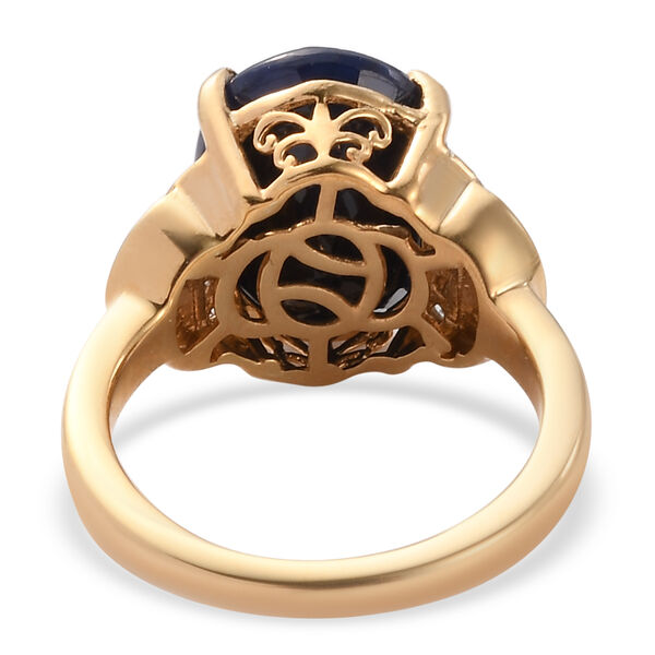 Verbreitet blauer Saphir und Zirkon Ring 925 Silber vergoldet  ca. 7,35 ct image number 6