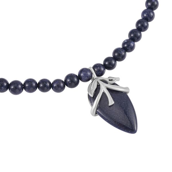 Blauer Sandstein Halskette ca. 45 cm Reines Messing ca. 127.50 ct image number 3