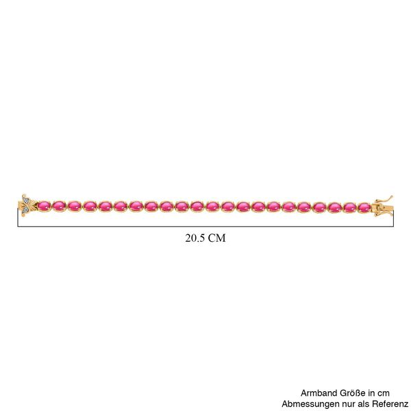 D'Joy Maulbeer Mondstein, Weißer Zirkon Armband ca. 19 cm 925 Silber 750 Gelbgold Vermeil ca. 19,38 ct. image number 5