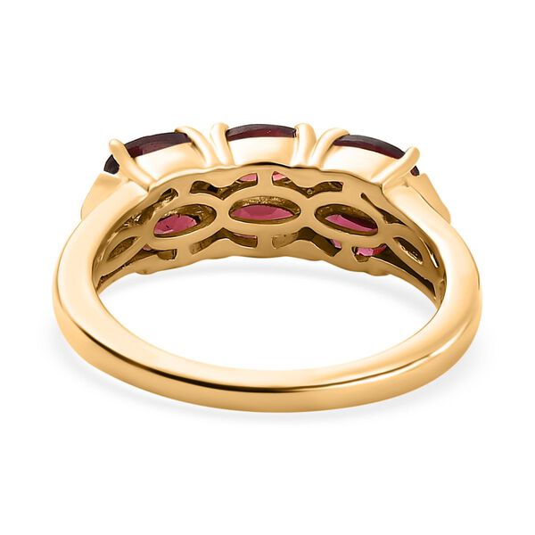 AAA Orissa Rose Granat, Weißer Zirkon Ring, 925 Silber Gelbgold Vermeil (Größe 20.00) ca. 2.12 ct image number 6