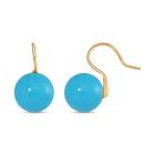 Sleeping Beauty Türkis farbe Muschelperle Ohrringe 925 Silber vergoldet