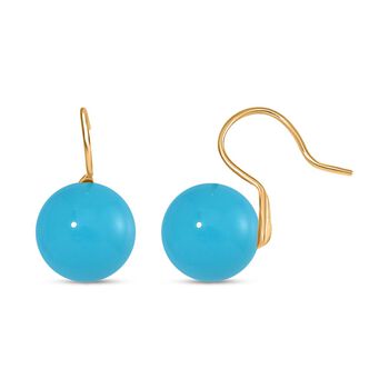 Sleeping Beauty T&uuml;rkis farbe Muschelperle Ohrringe 925 Silber vergoldet