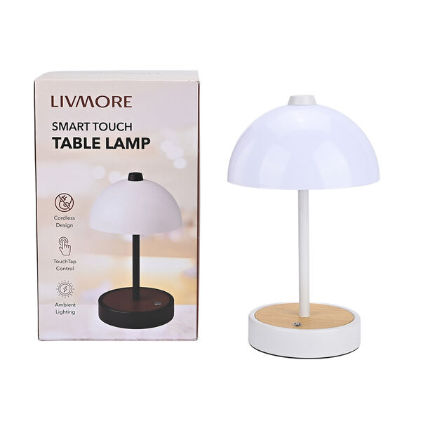 LIVEMORE Designer-Stil Tischlampe im Kuppeldesign mit Touch-Steuerung, 16x16x26,5cm, Wei&szlig; image number 8