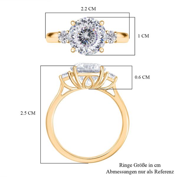 D'Joy 100 Facetten Moissanit Ring 925 Silber 750 Gelbgold Vermeil (Größe 19.00) ca. 2,80 ct image number 7