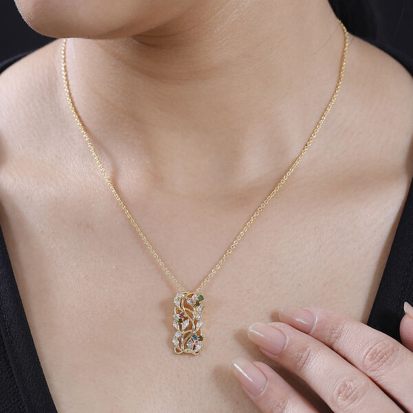 ALLORO AA Multi-Turmalin und Diamantakzenten Anh&auml;nger mit 45cm Kette - 0,39 ct. image number 3