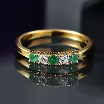 LUXURIANT DIAMOND- Kagem sambischer Smaragd und SI Labor Diamant Ring - 0,31 ct.