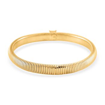 Schwarzes Kristall Armband, flexibel (ca. 18-19 cm), 316L Edelstahl, goldfarben