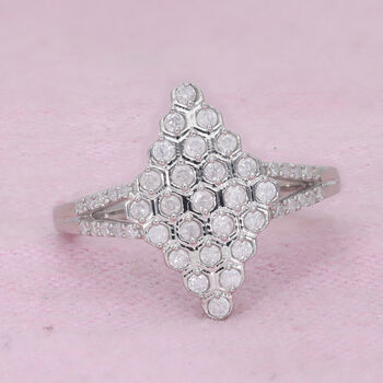 Diamant Cluster Ring 925 Silber platiniert  ca. 0,50 ct