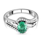 AA äthiopischer Smaragd und Diamant-Bypass-Ring in Silber, 0,93 ct. image number 0