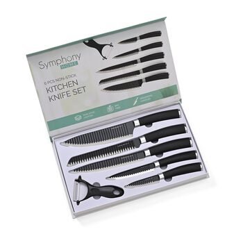 6er-Set K&uuml;chenmesser, Schwarz