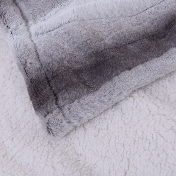 SERENITY NIGHT: Elektrisch beheizbare Kunstpelzdecke aus weichem, kuscheligem Pl&uuml;sch, 2-lagig, Streifenmuster, Wei&szlig; image number 5