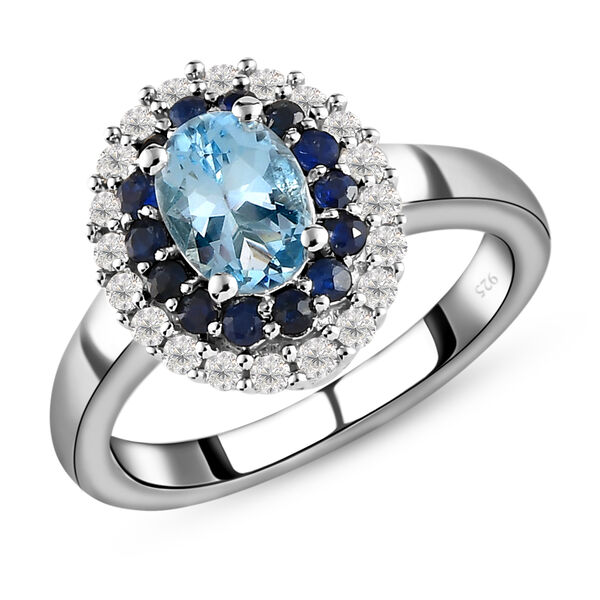 Espirito Santo Aquamarin und blauer Saphir-Ring, 925 Silber platiniert  ca. 1,40 ct image number 4