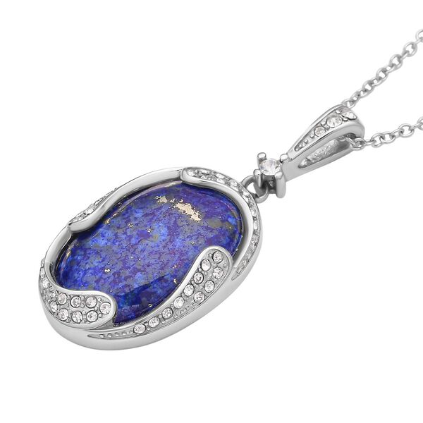 Lapislazuli und weißer Kristall-Anhänger mit Kette - 17 ct. image number 4