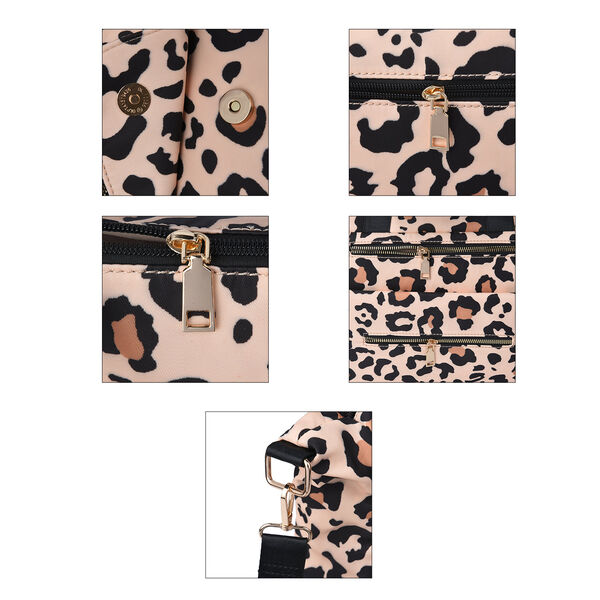 Leopardenmuster Schultertasche für Damen, Größe 32x12x25 cm, Schwarz und Braun image number 6