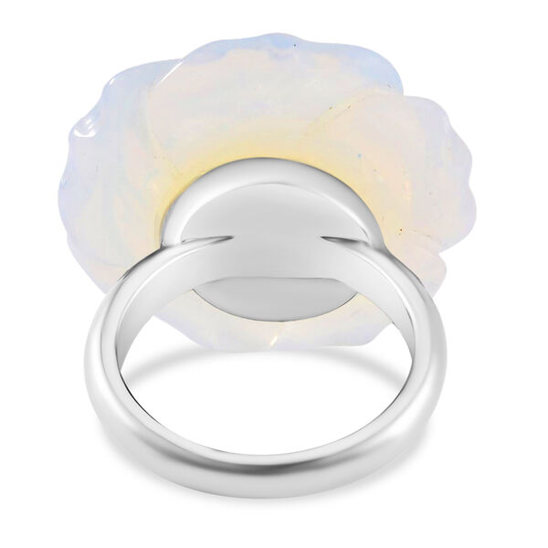 2er Set -Handgeschnitzter Opalite Anhänger mit Kette und Ring (Größe 20.00), silberfarben, ca. 30.00 ct image number 5