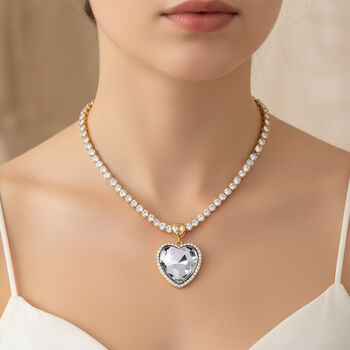 J Francis gefertigt mit SWAROVSKI- Wei&szlig;e Glas und Kristall Halskette, 50cm