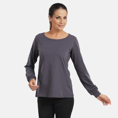 Damen langärmeliges T-Shirt, Größe L, Grau image number 0