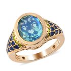 Pfau Triplett Quarz Ring 925 Silber 585 Vergoldet image number 3