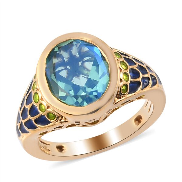 Pfau Triplett Quarz Ring 925 Silber 585 Vergoldet image number 2