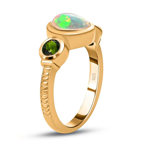 Natürlicher, äthiopischer Opal und Chromdiopsid-Ring, 925 Silber vergoldet  ca. 1,38 ct image number 5