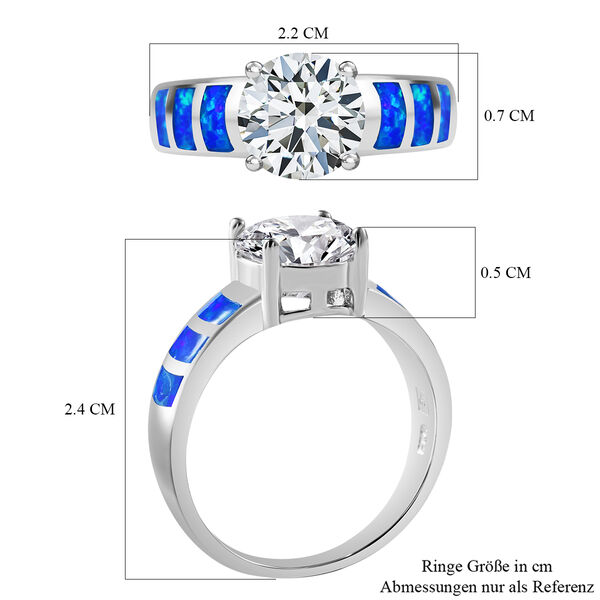 Zirkonia und synthetischer Kristall blauer Opal-Ring - 5,86 ct. image number 6