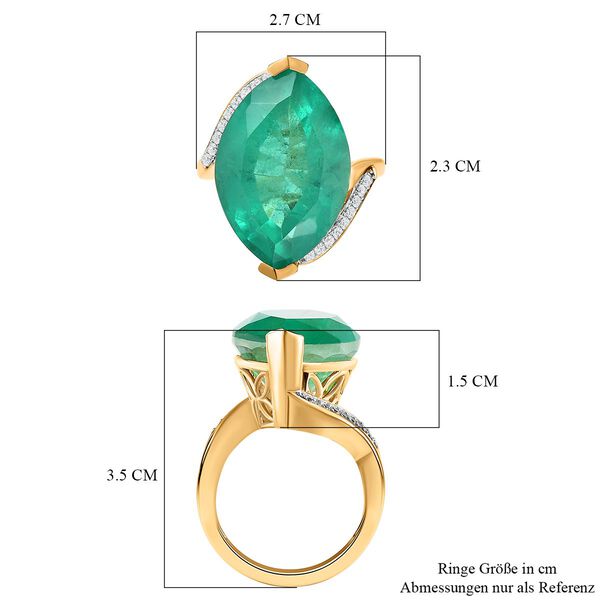 Smaragd Triplett Quarz und Zirkon Ring - 18,11 ct. image number 6